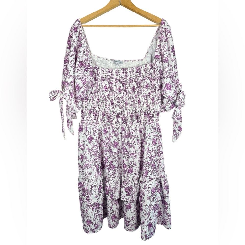 White Birch Women’s White/Violet Floral Mini Dress Size 3XL